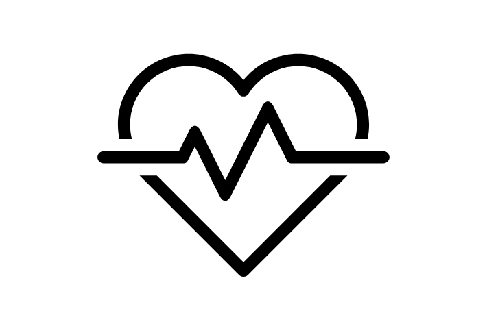 Heart symbol with a heartbeat line running through it.