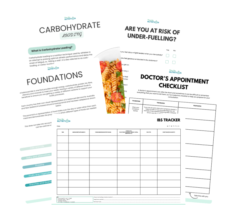 A collection of health-related documents and checklists on nutrition and appointments.